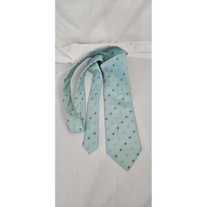 Alexandre London Mint Green Silk Tie Textured Weave Geometric Pattern